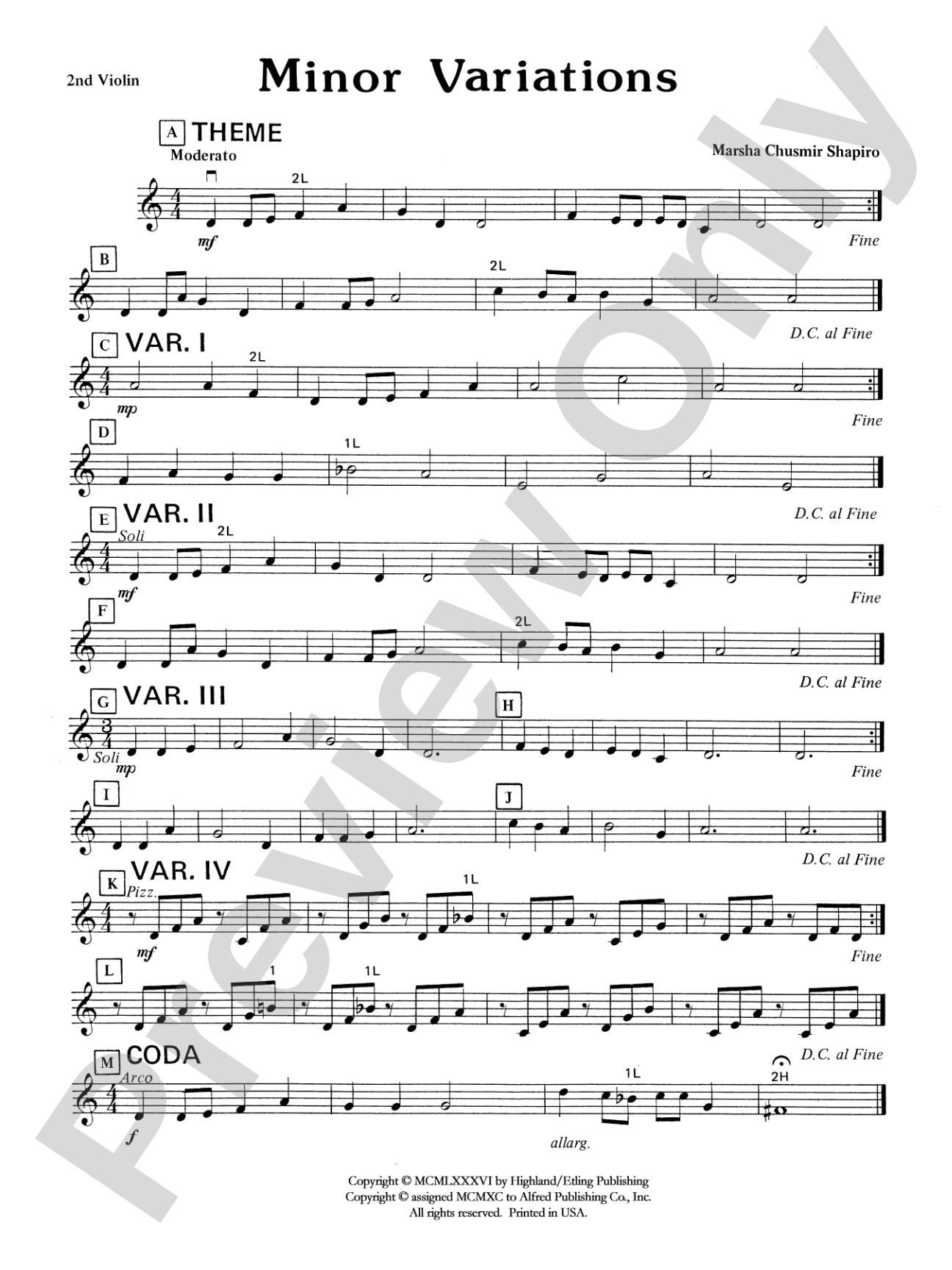 Minor Variations: 2nd Violin