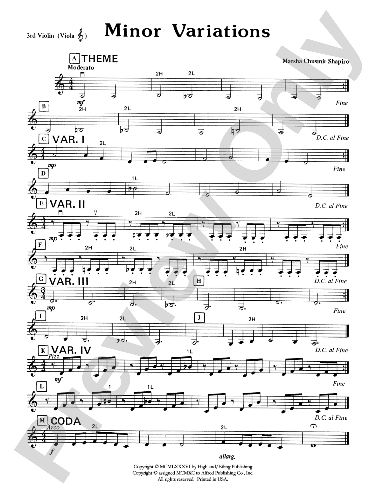 Minor Variations: 3rd Violin (Viola [TC])