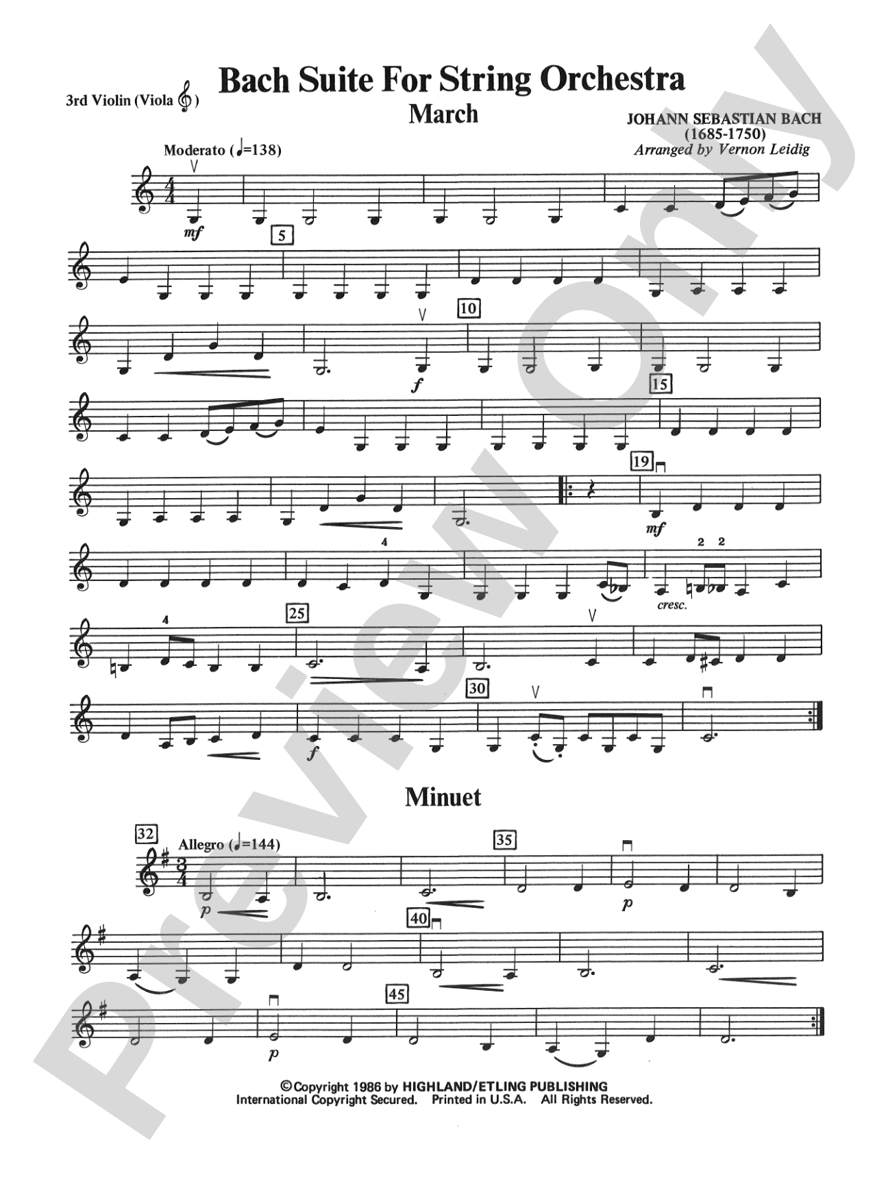 Bach Suite: 3rd Violin (Viola [TC])