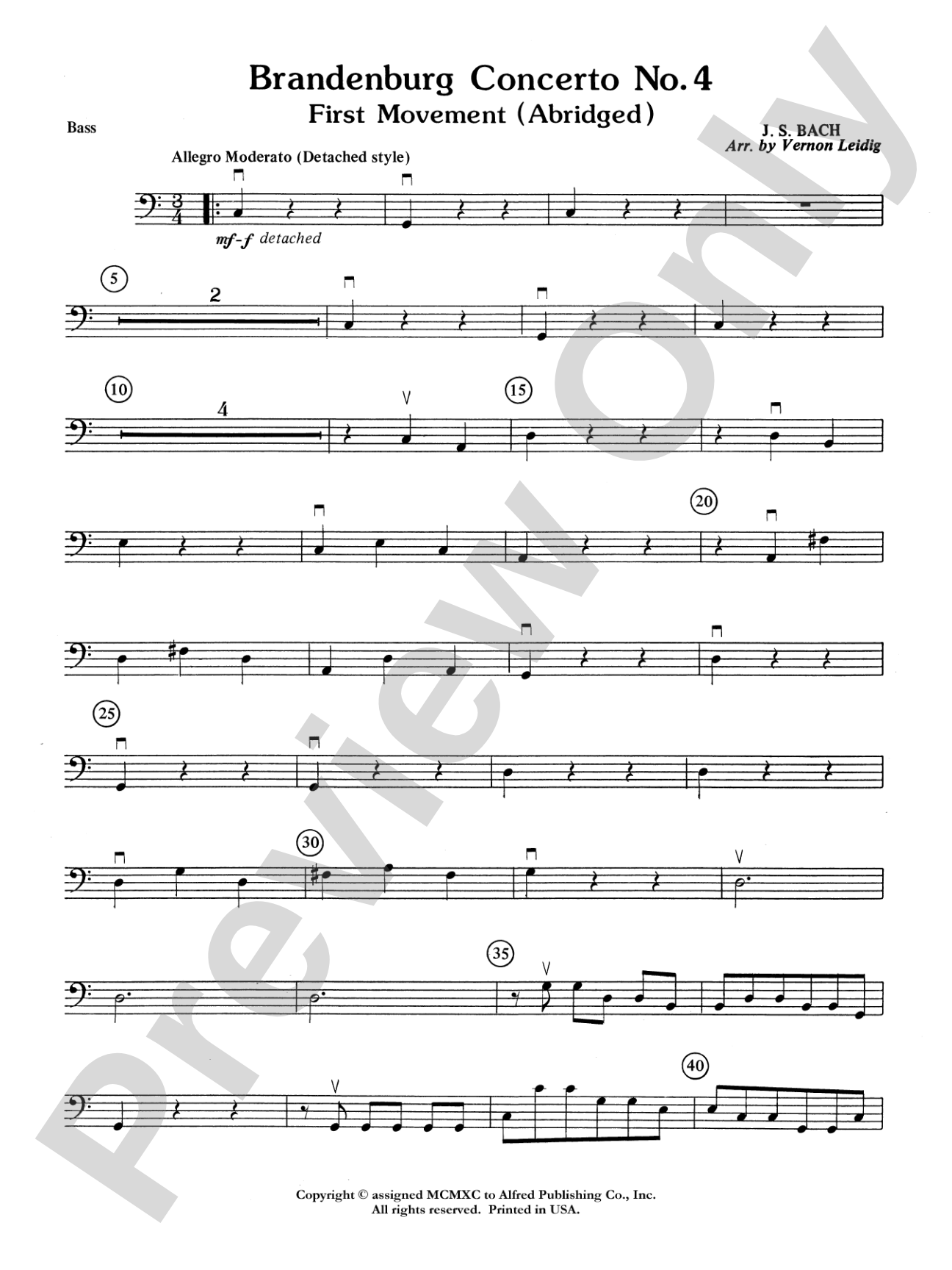 Brandenburg Concerto No. 4: String Bass