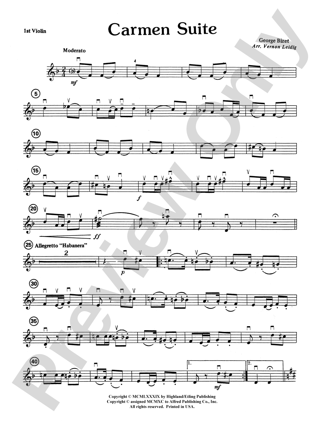 Carmen Suite: 1st Violin