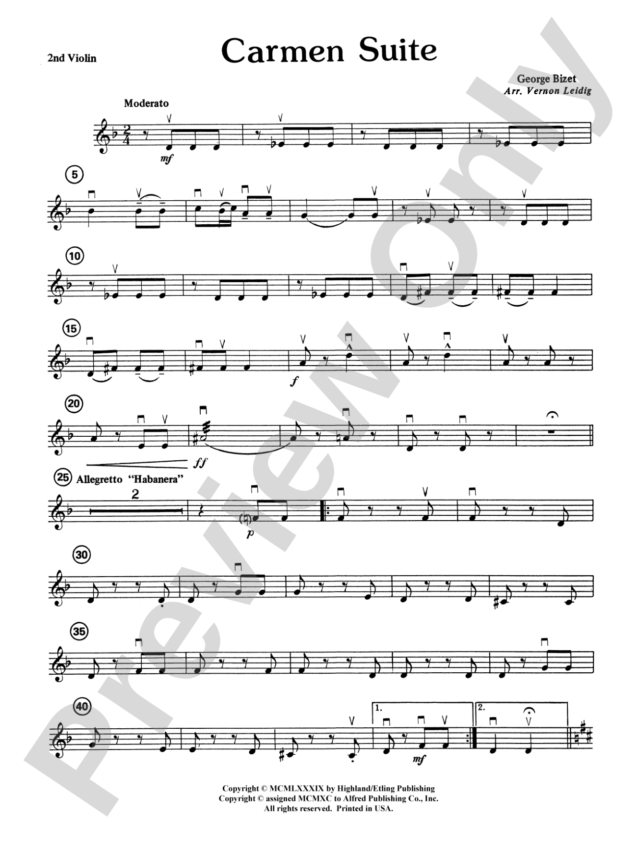Carmen Suite: 2nd Violin