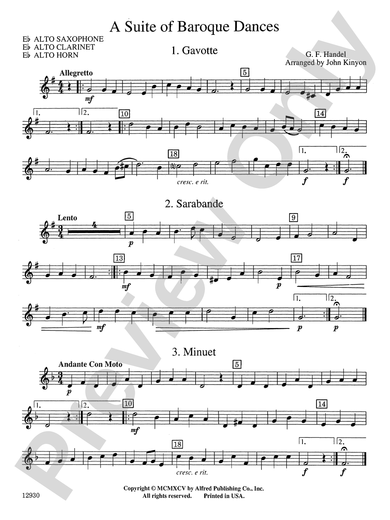 A Suite of Baroque Dances: E-flat Alto Saxophone