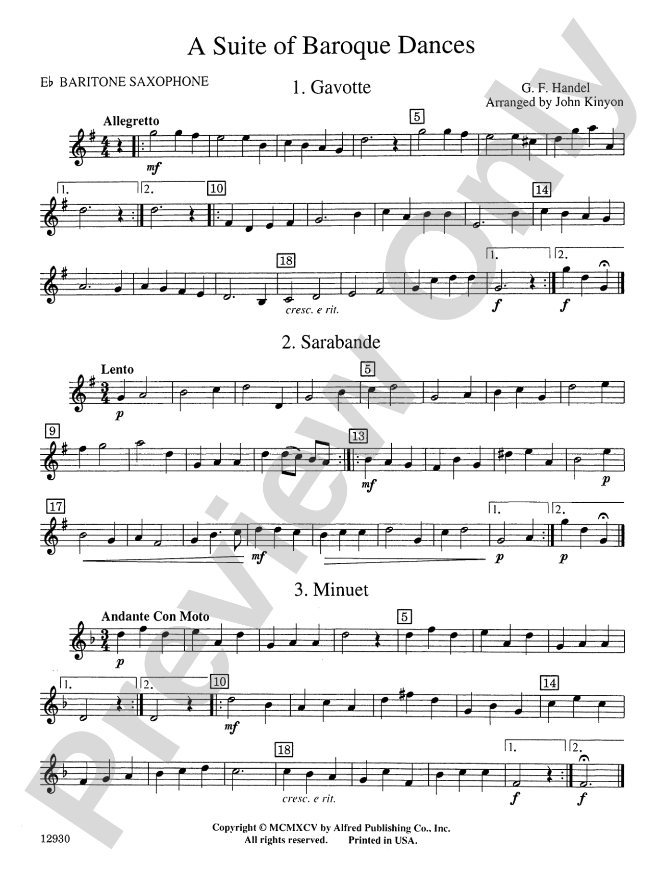 A Suite of Baroque Dances: E-flat Baritone Saxophone