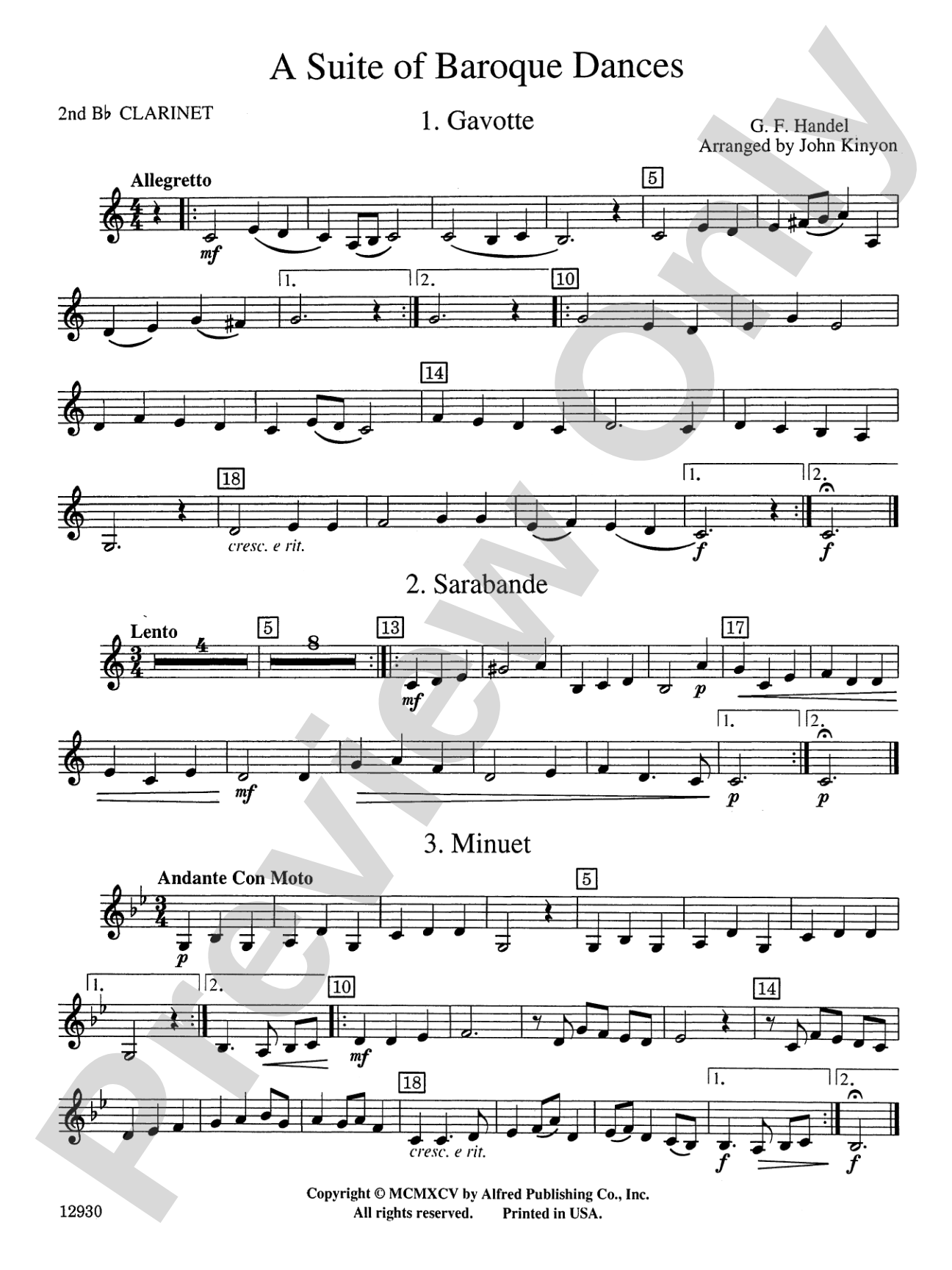 A Suite of Baroque Dances: 2nd B-flat Clarinet