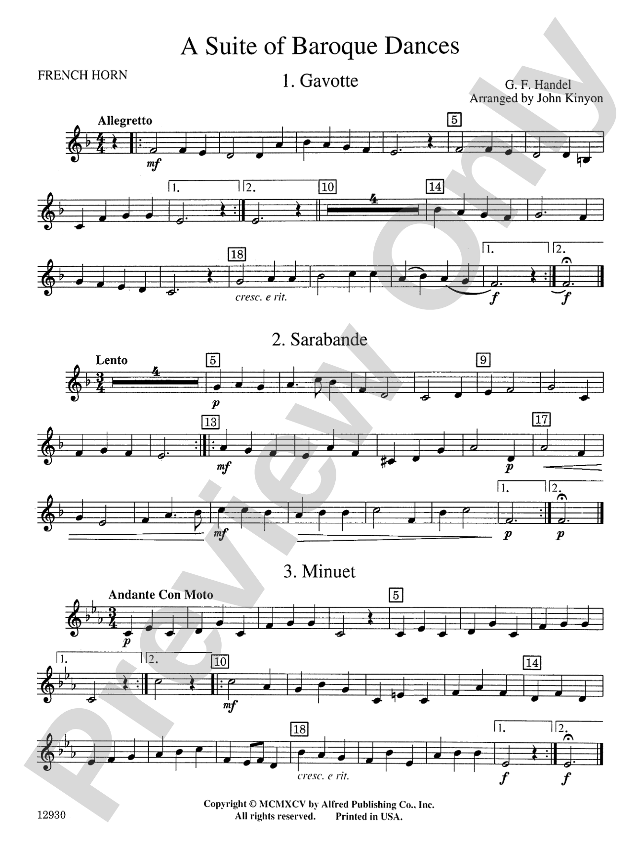 A Suite of Baroque Dances: 1st F Horn