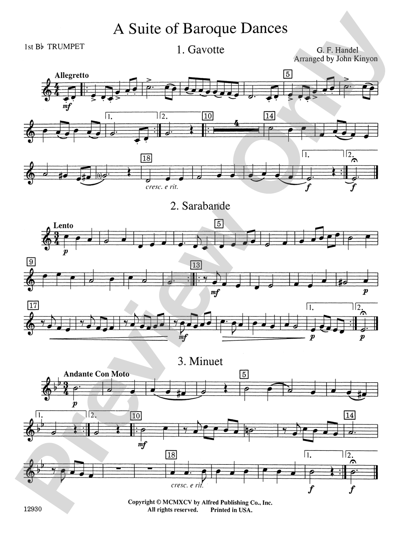 A Suite of Baroque Dances: 1st B-flat Trumpet