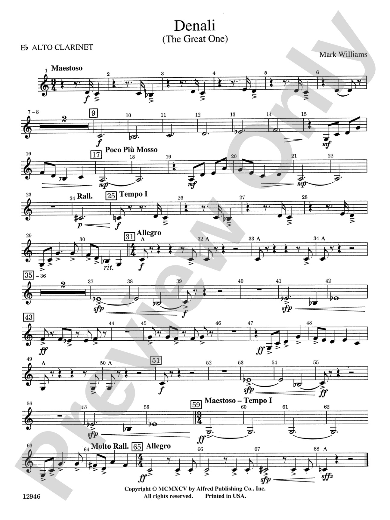Denali (The Great One): E-flat Alto Clarinet