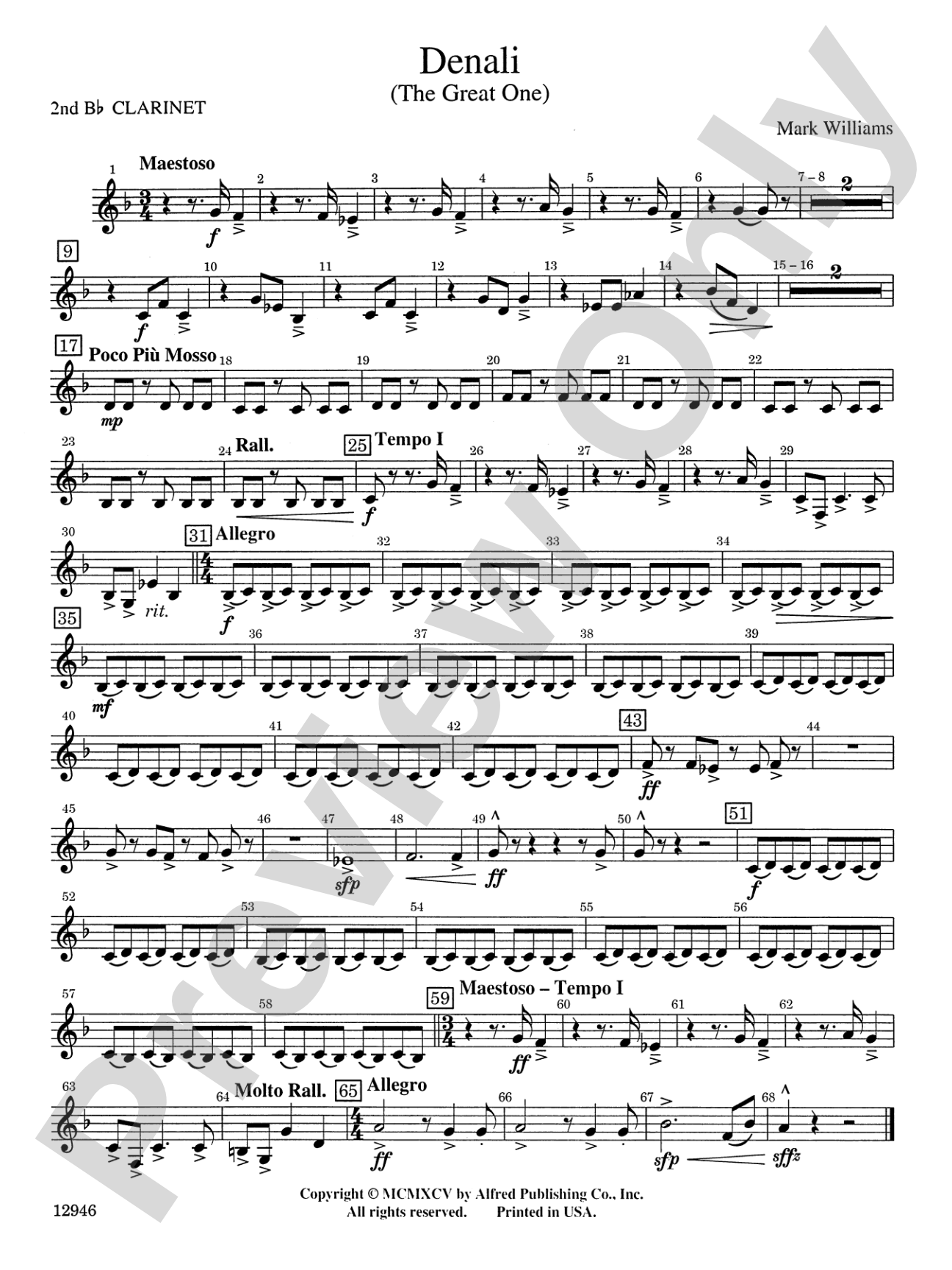 Denali (The Great One): 2nd B-flat Clarinet