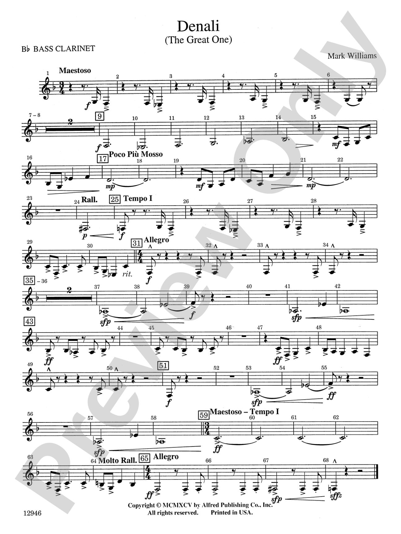 Denali (The Great One): B-flat Bass Clarinet