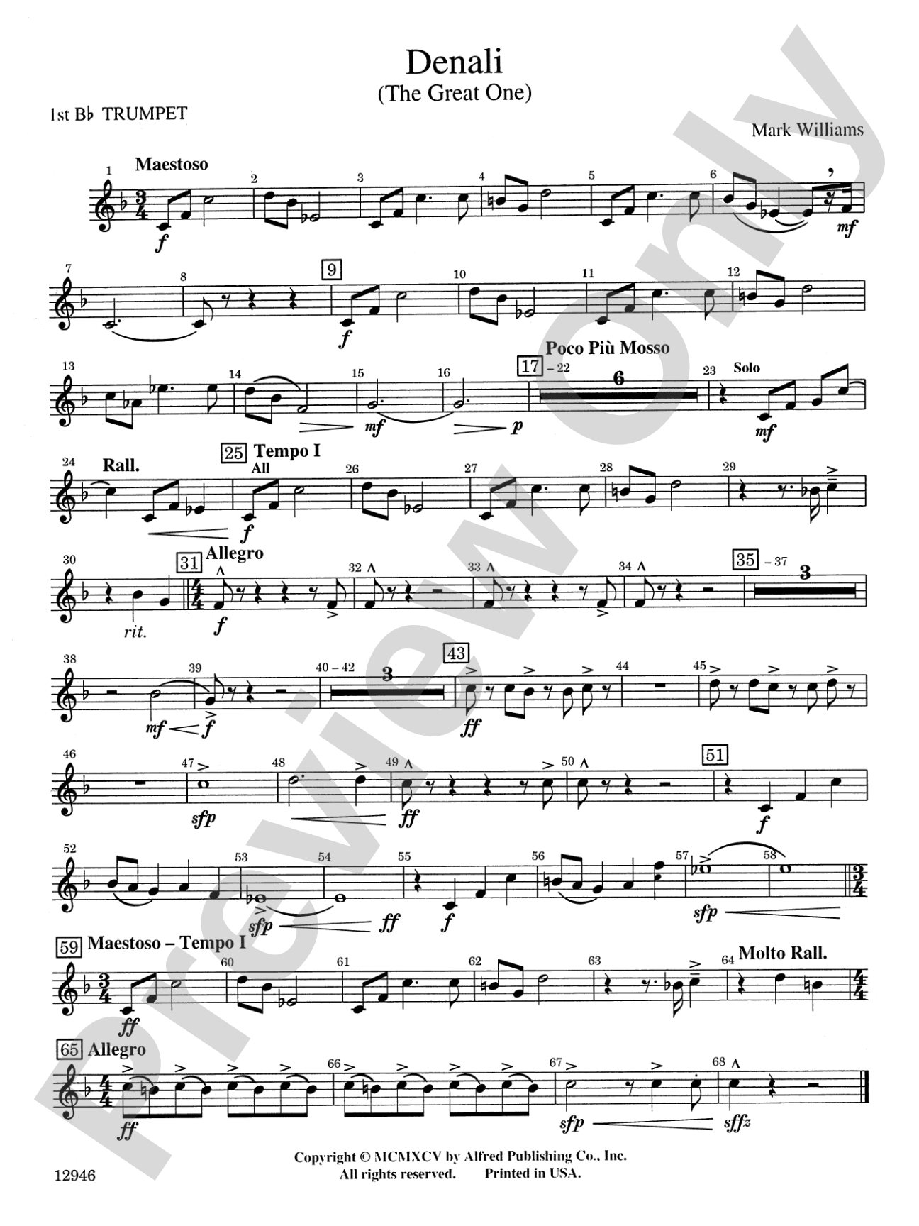 Denali (The Great One): 1st B-flat Trumpet