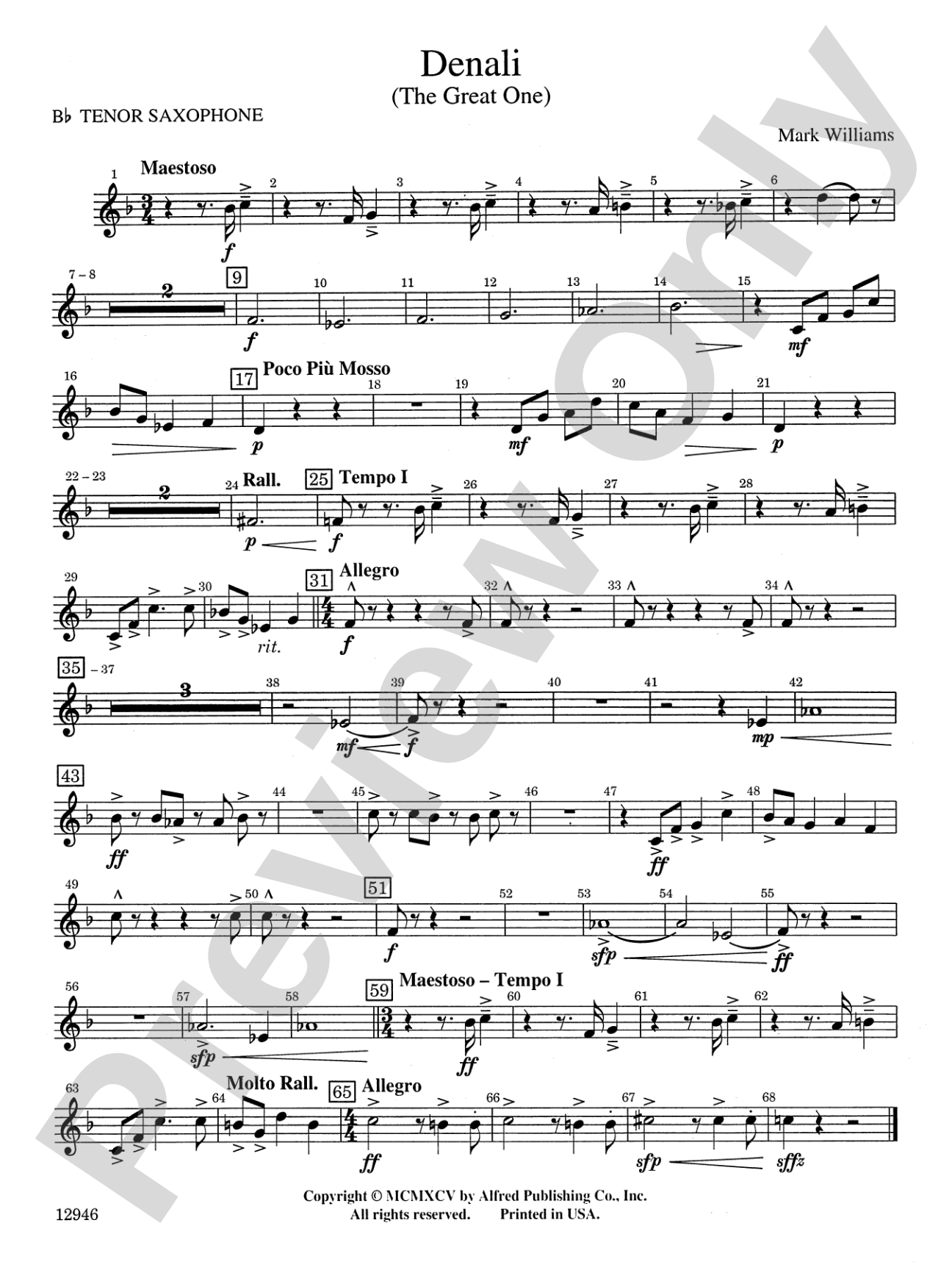 Denali (The Great One): B-flat Tenor Saxophone