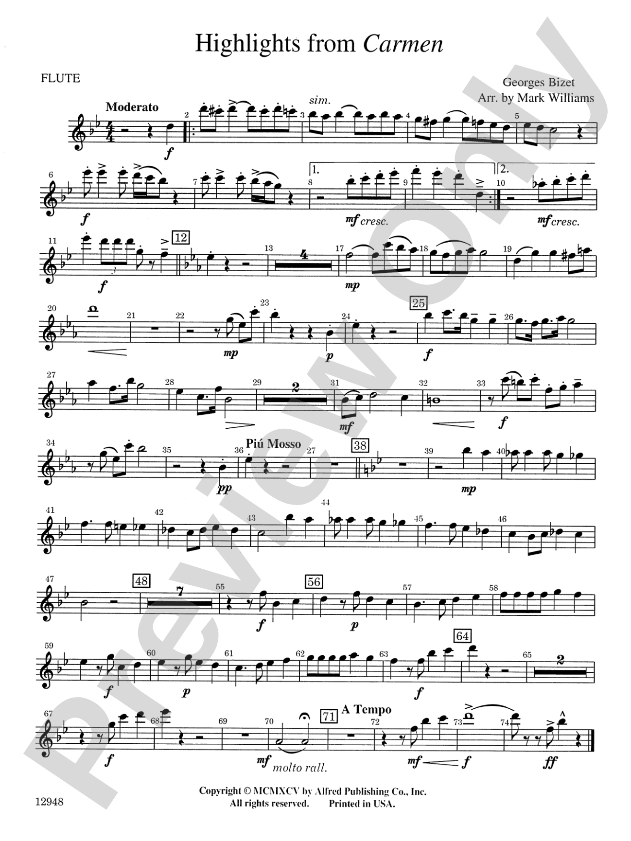 Highlights from Carmen: Flute