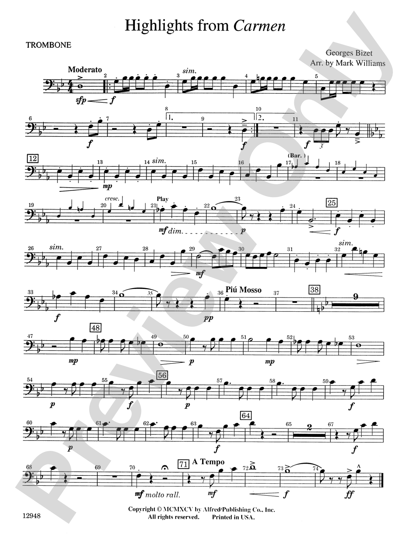 Highlights from Carmen: 1st Trombone