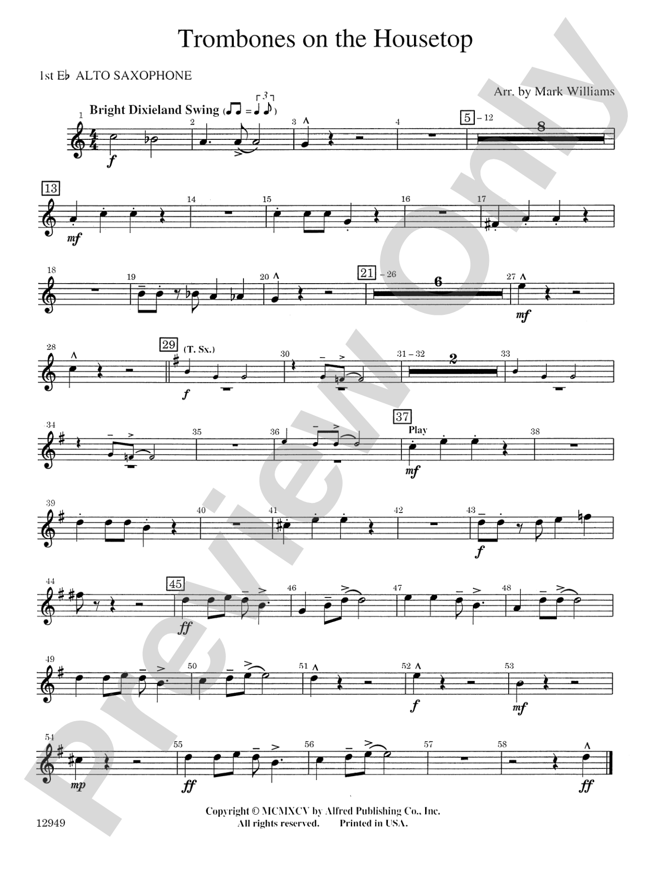 Trombones on the Housetop: E-flat Alto Saxophone