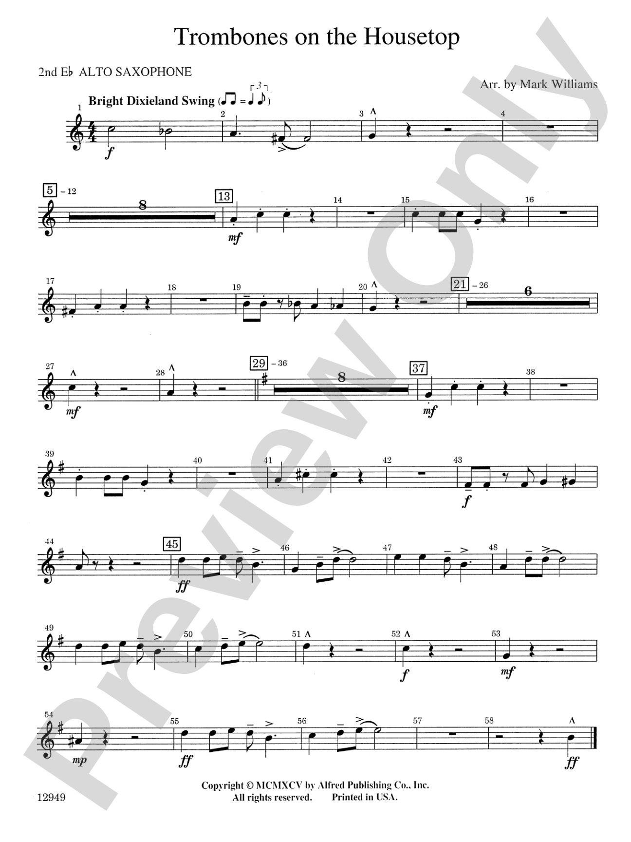 Trombones on the Housetop: 2nd E-flat Alto Saxophone