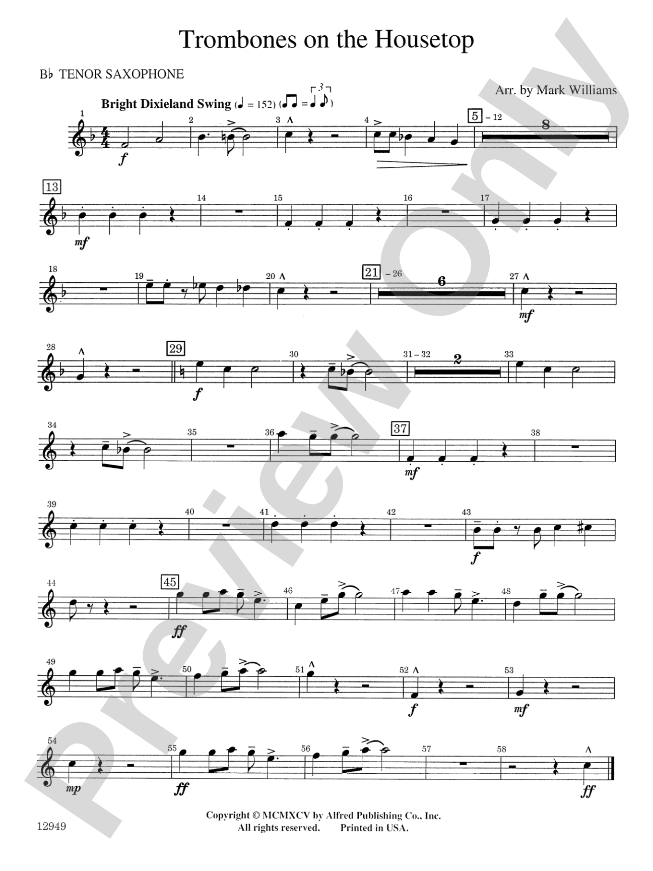 Trombones on the Housetop: B-flat Tenor Saxophone