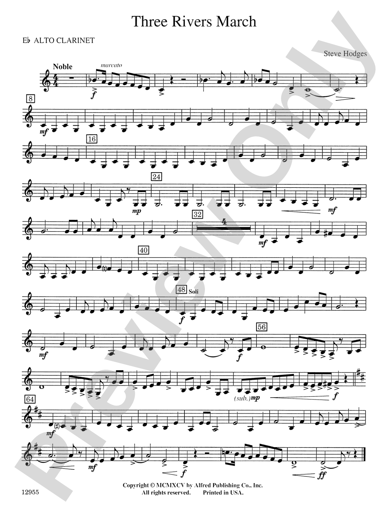 Three Rivers March: E-flat Alto Clarinet