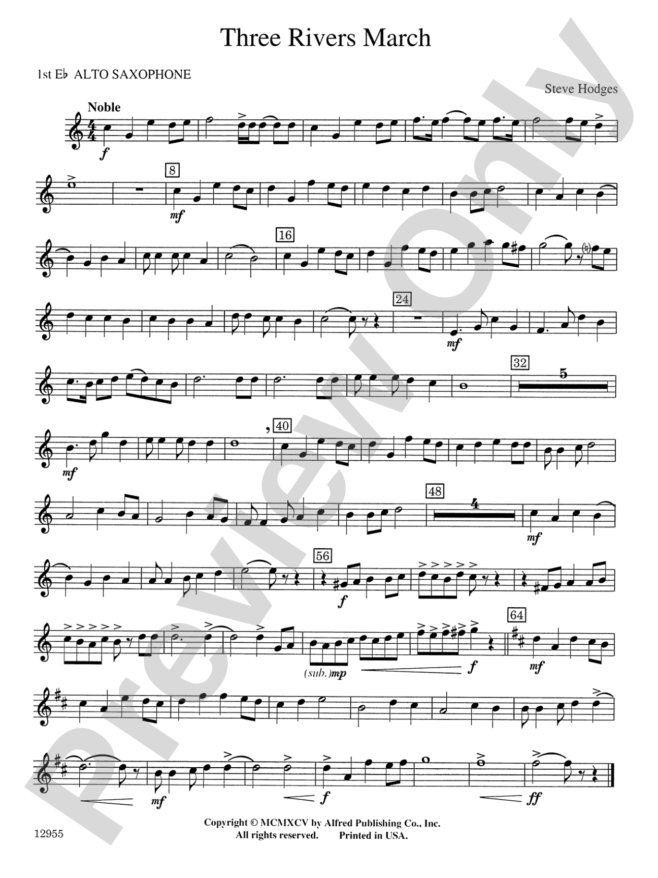 Three Rivers March: E-flat Alto Saxophone