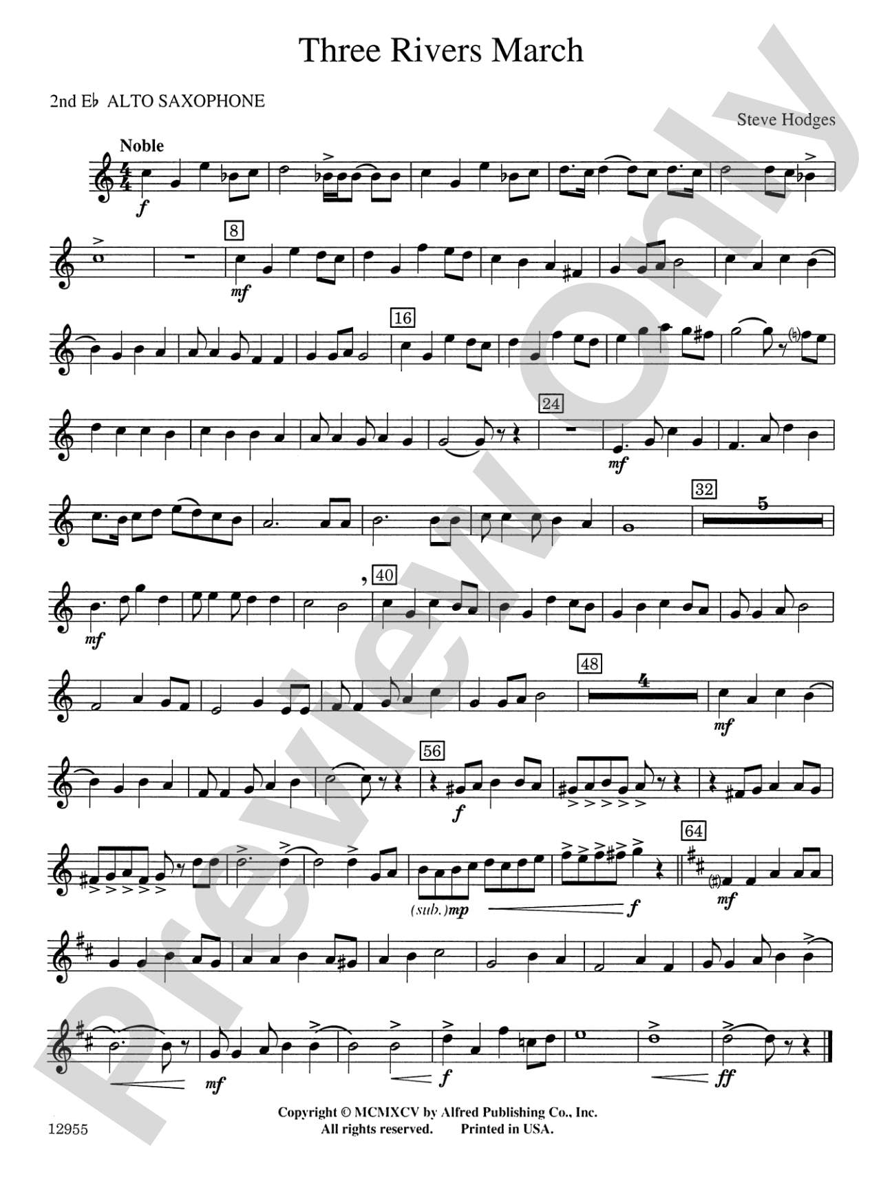Three Rivers March: 2nd E-flat Alto Saxophone