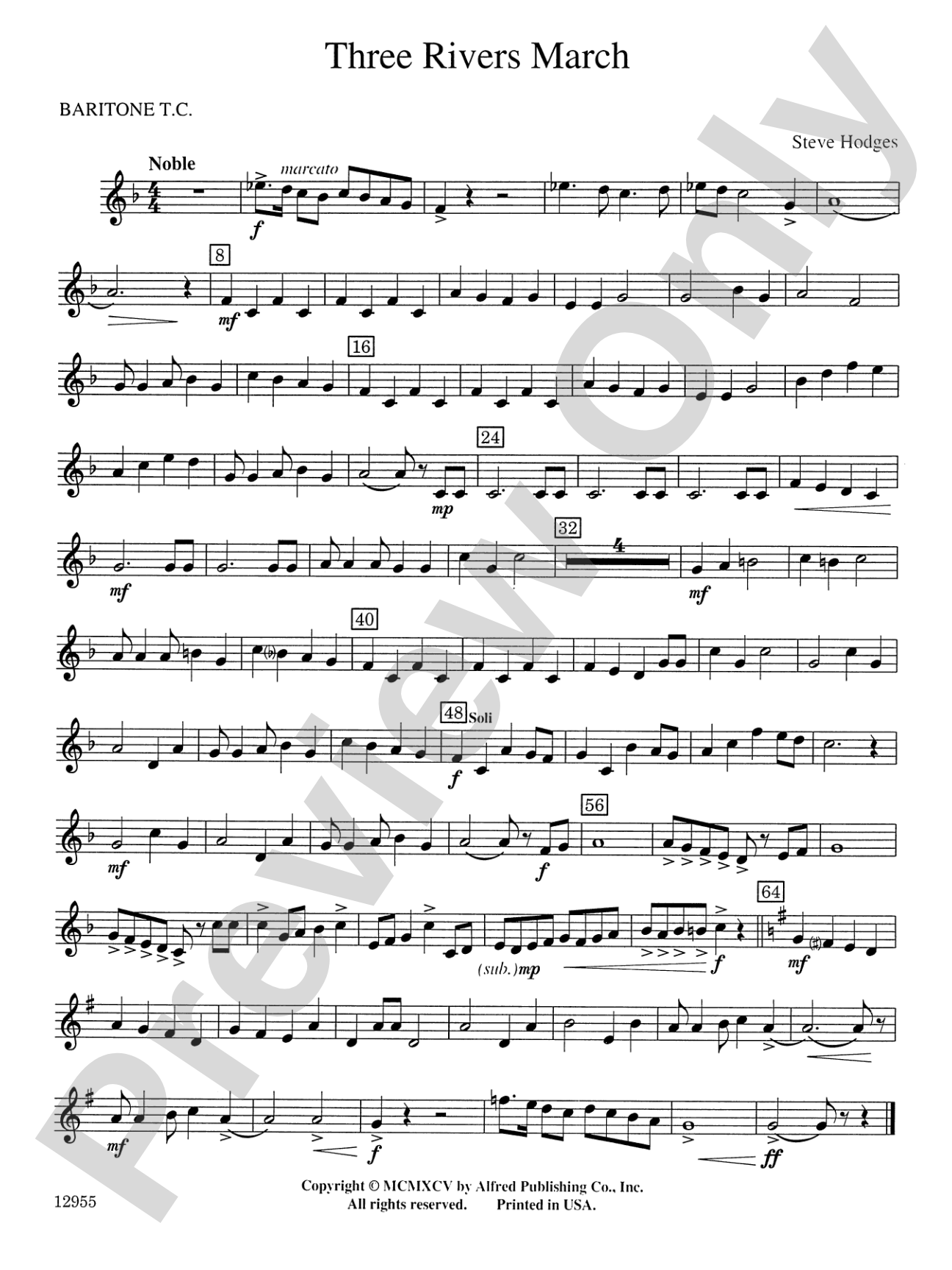 Three Rivers March: Baritone T.C.