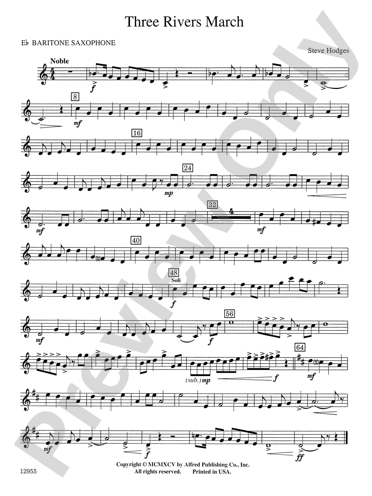 Three Rivers March: E-flat Baritone Saxophone