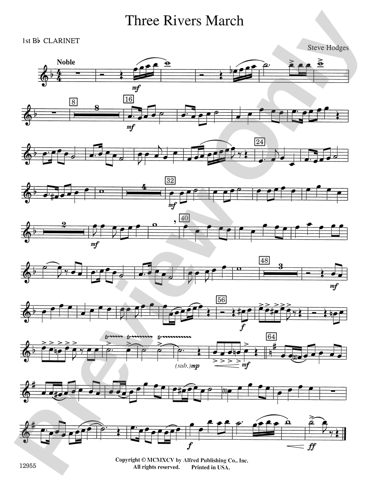 Three Rivers March: 1st B-flat Clarinet