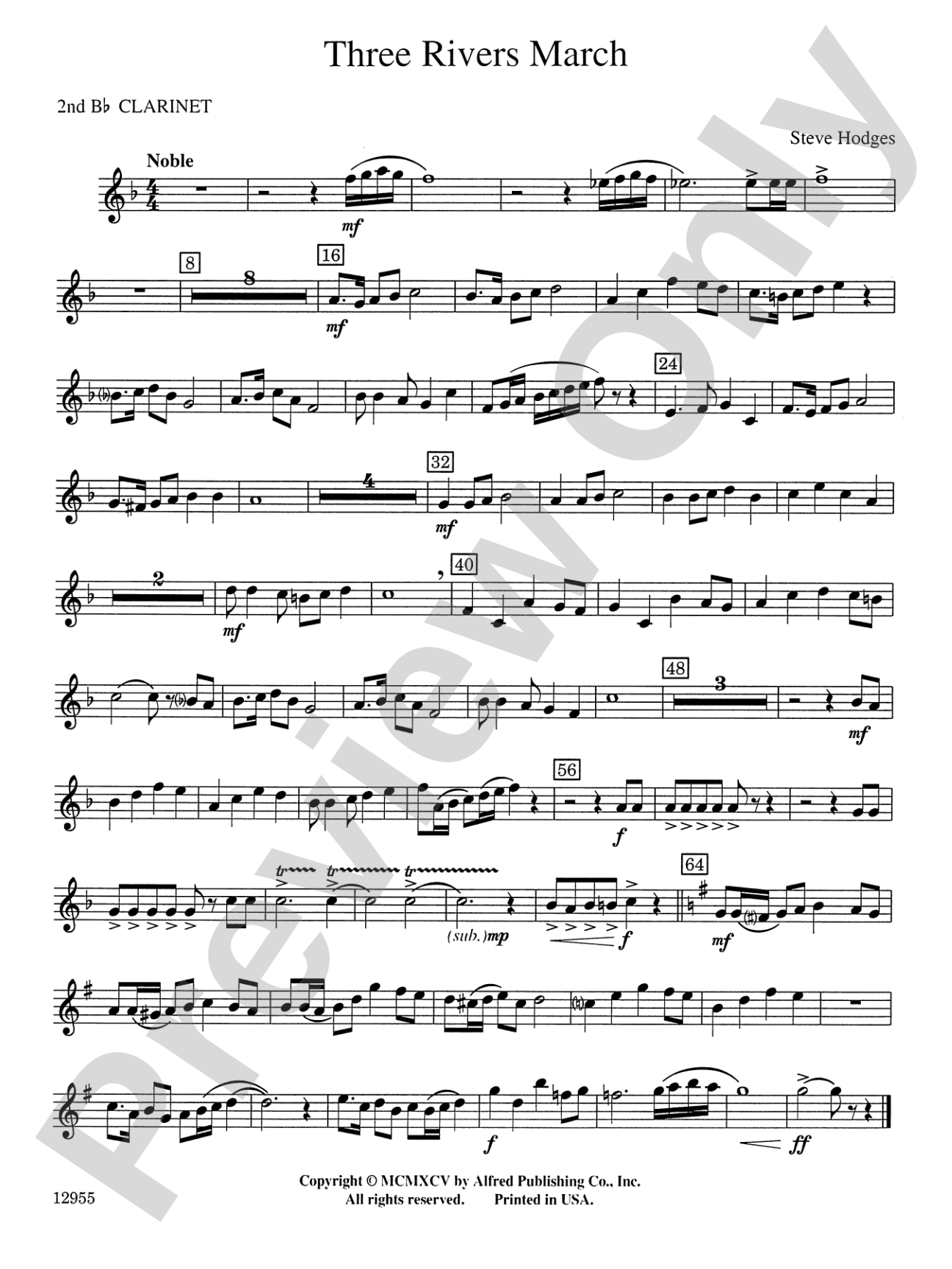 Three Rivers March: 2nd B-flat Clarinet