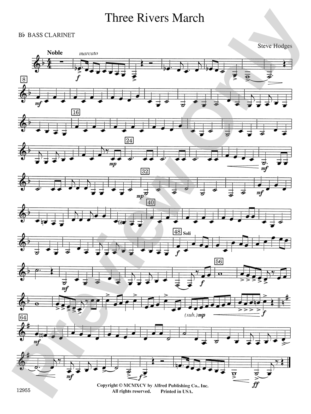 Three Rivers March: B-flat Bass Clarinet