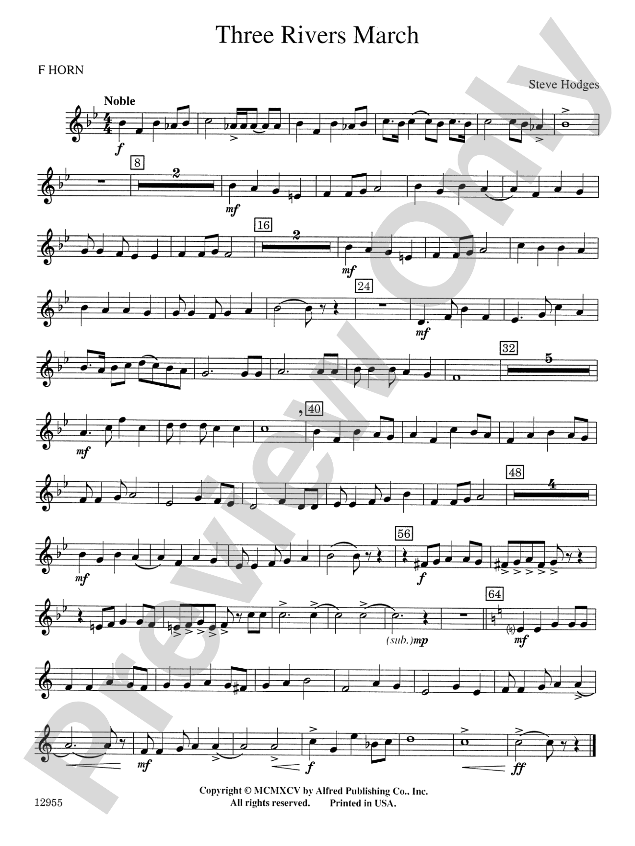 Three Rivers March: 1st F Horn