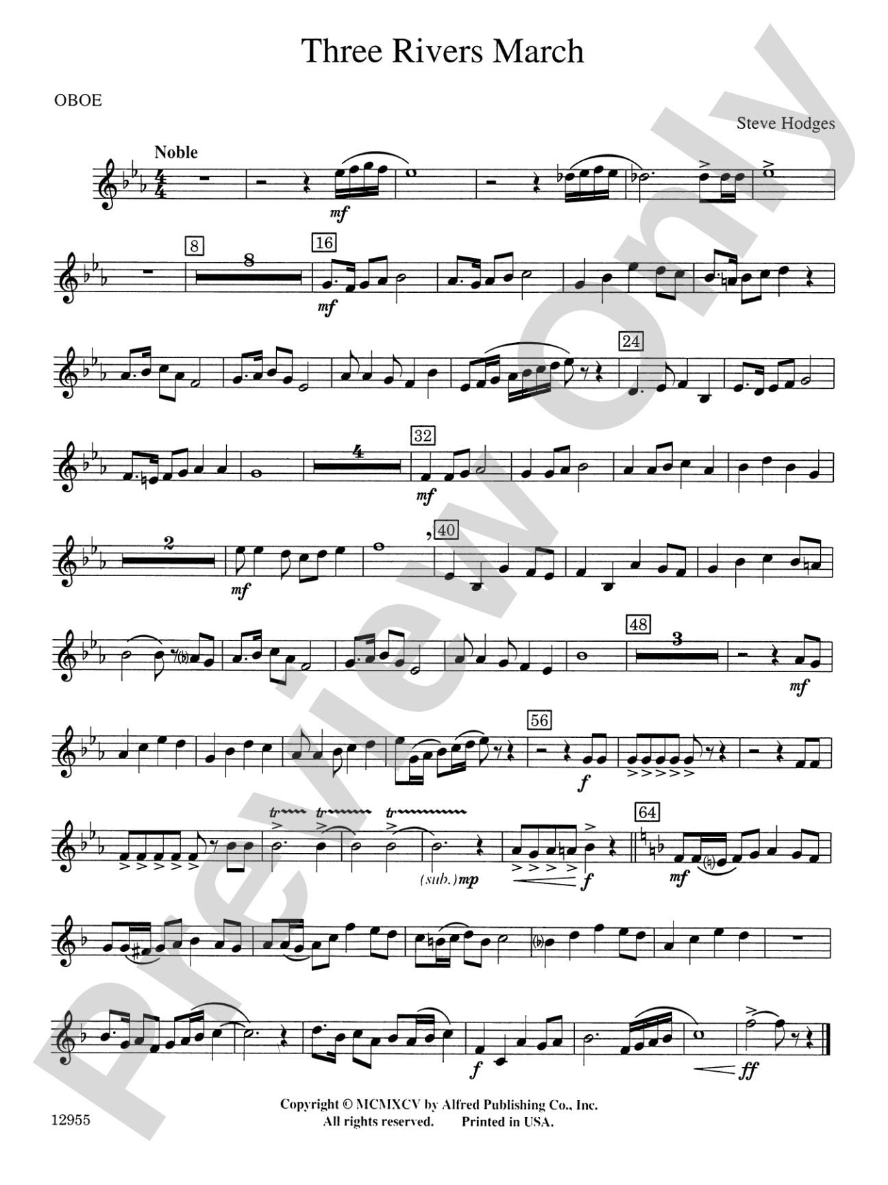 Three Rivers March: Oboe