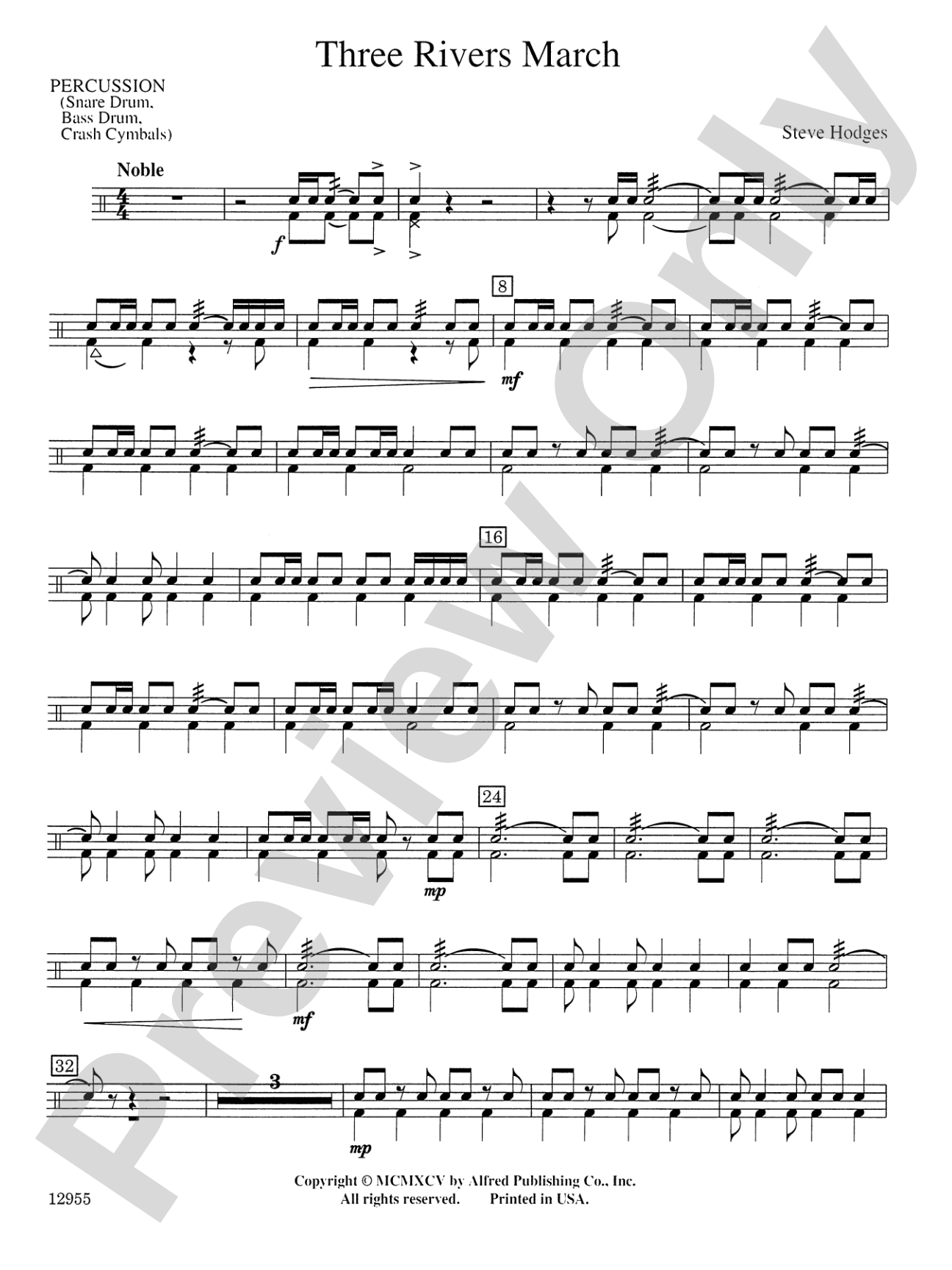 Three Rivers March: 1st Percussion