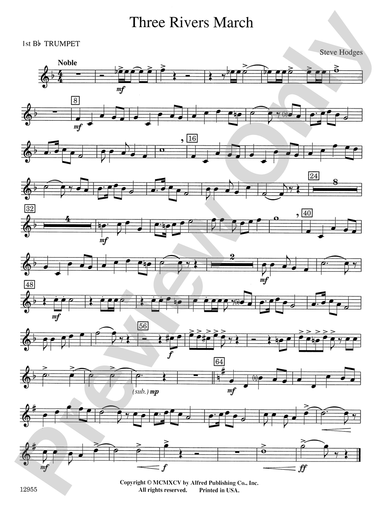 Three Rivers March: 1st B-flat Trumpet