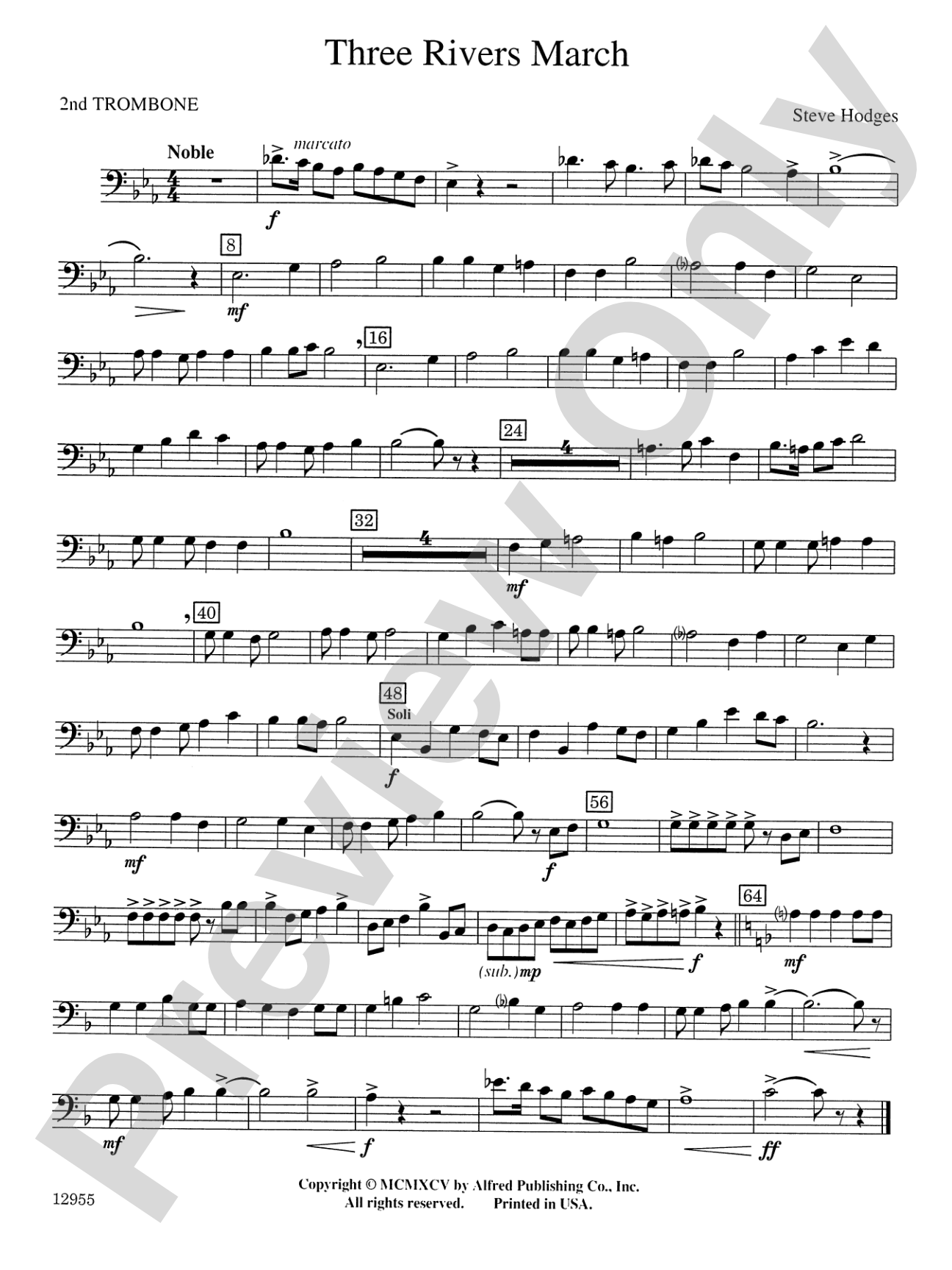 Three Rivers March: 2nd Trombone