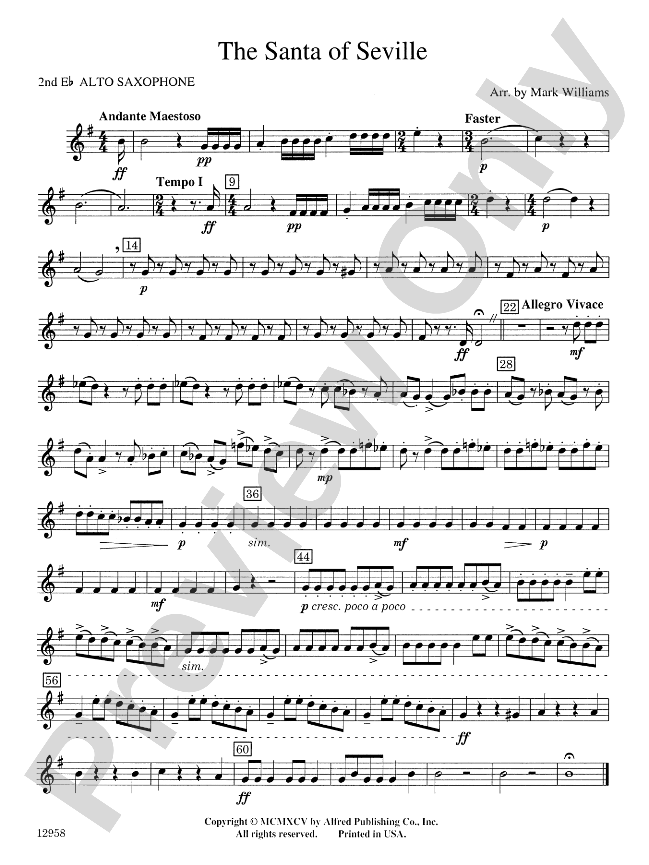 The Santa of Seville: 2nd E-flat Alto Saxophone