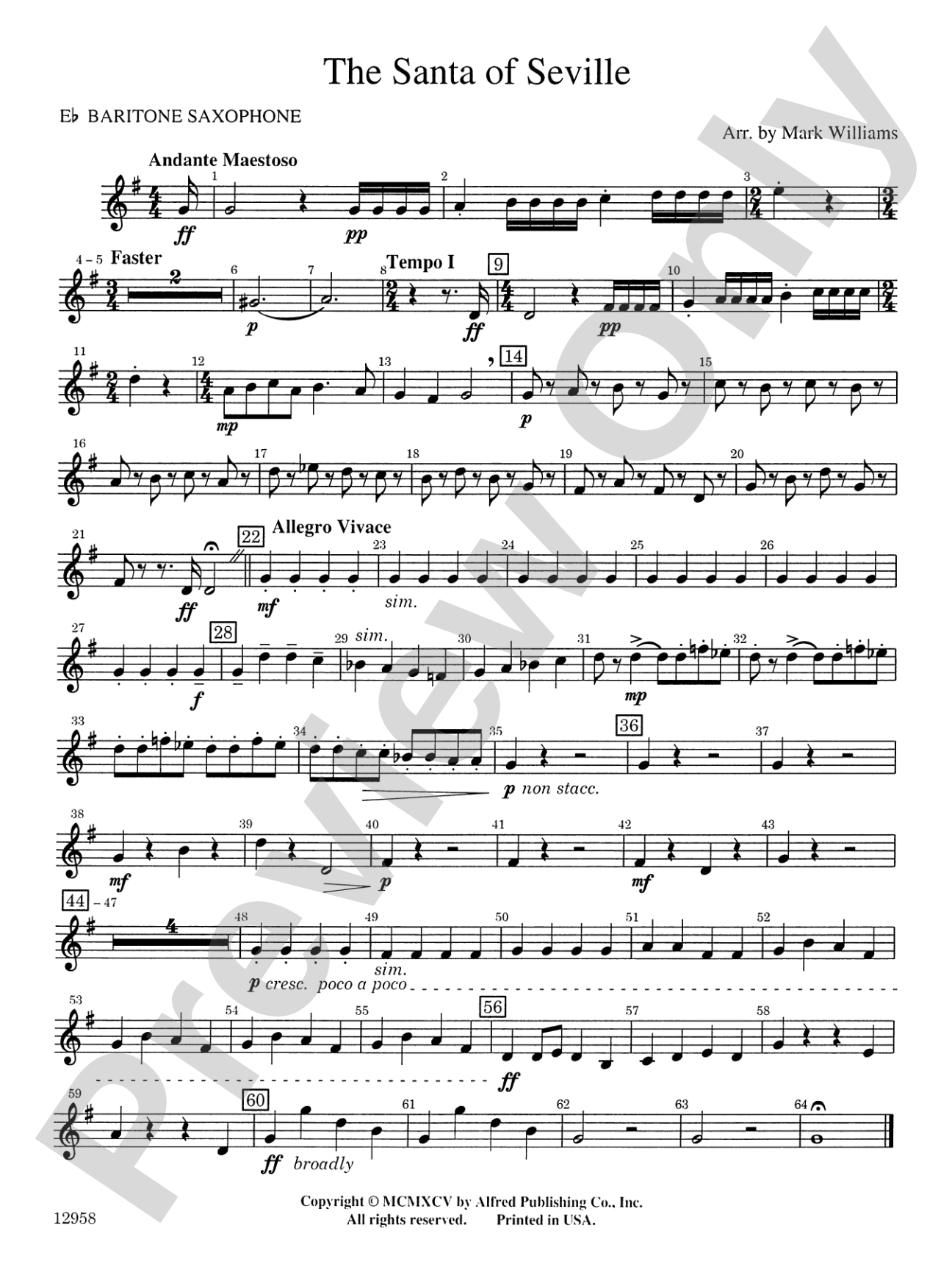 The Santa of Seville: E-flat Baritone Saxophone
