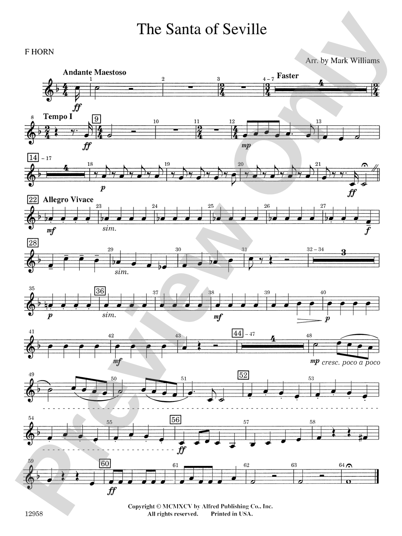 The Santa of Seville: 1st F Horn