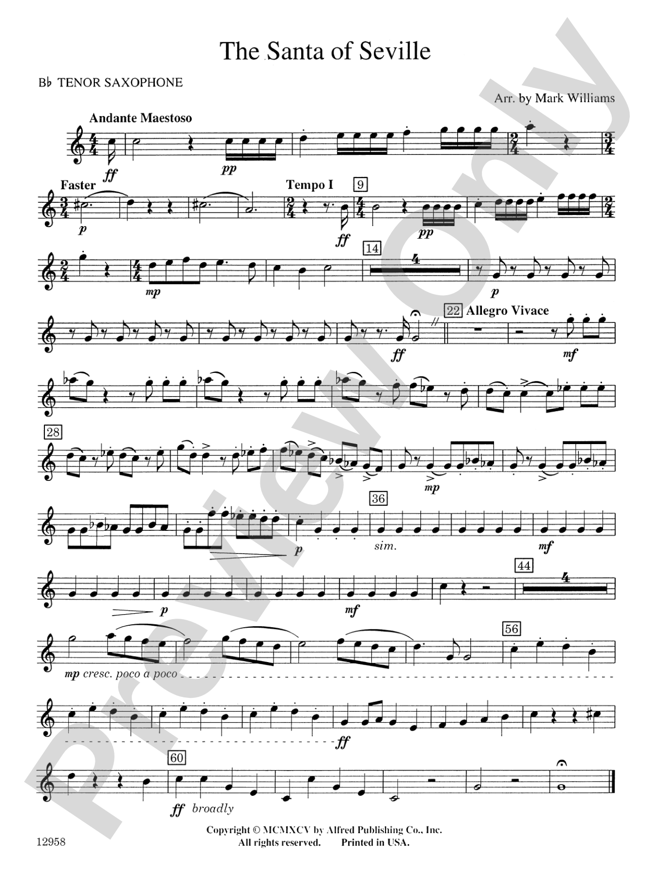 The Santa of Seville: B-flat Tenor Saxophone