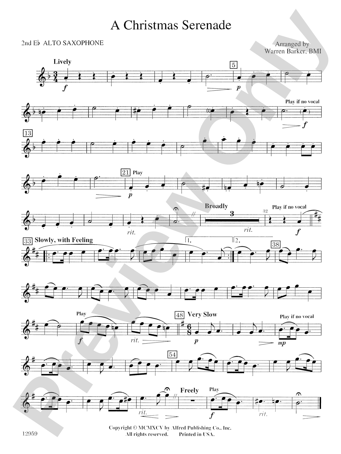 A Christmas Serenade (with optional chorus): 2nd E-flat Alto Saxophone