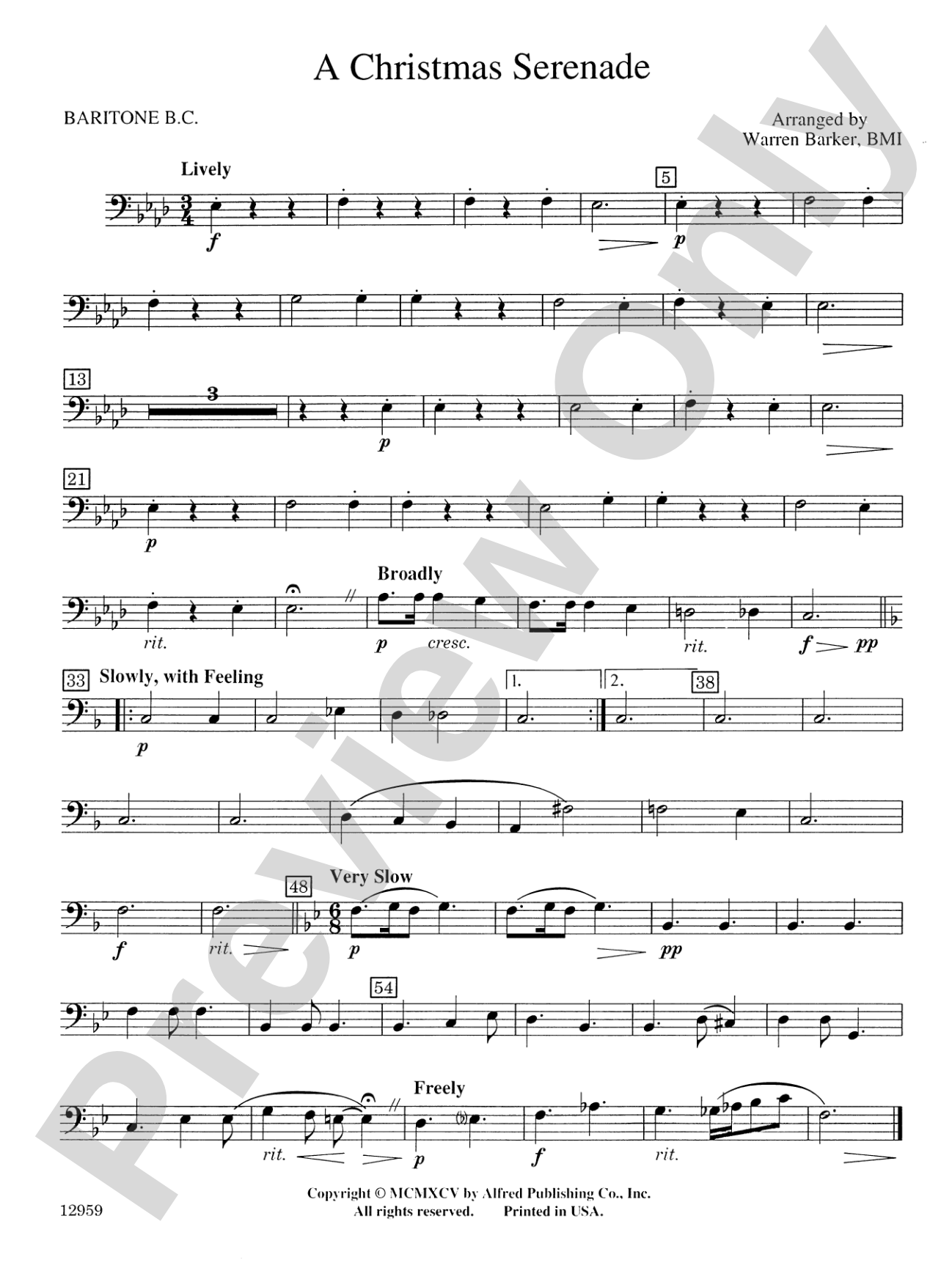 A Christmas Serenade (with optional chorus): Baritone B.C.