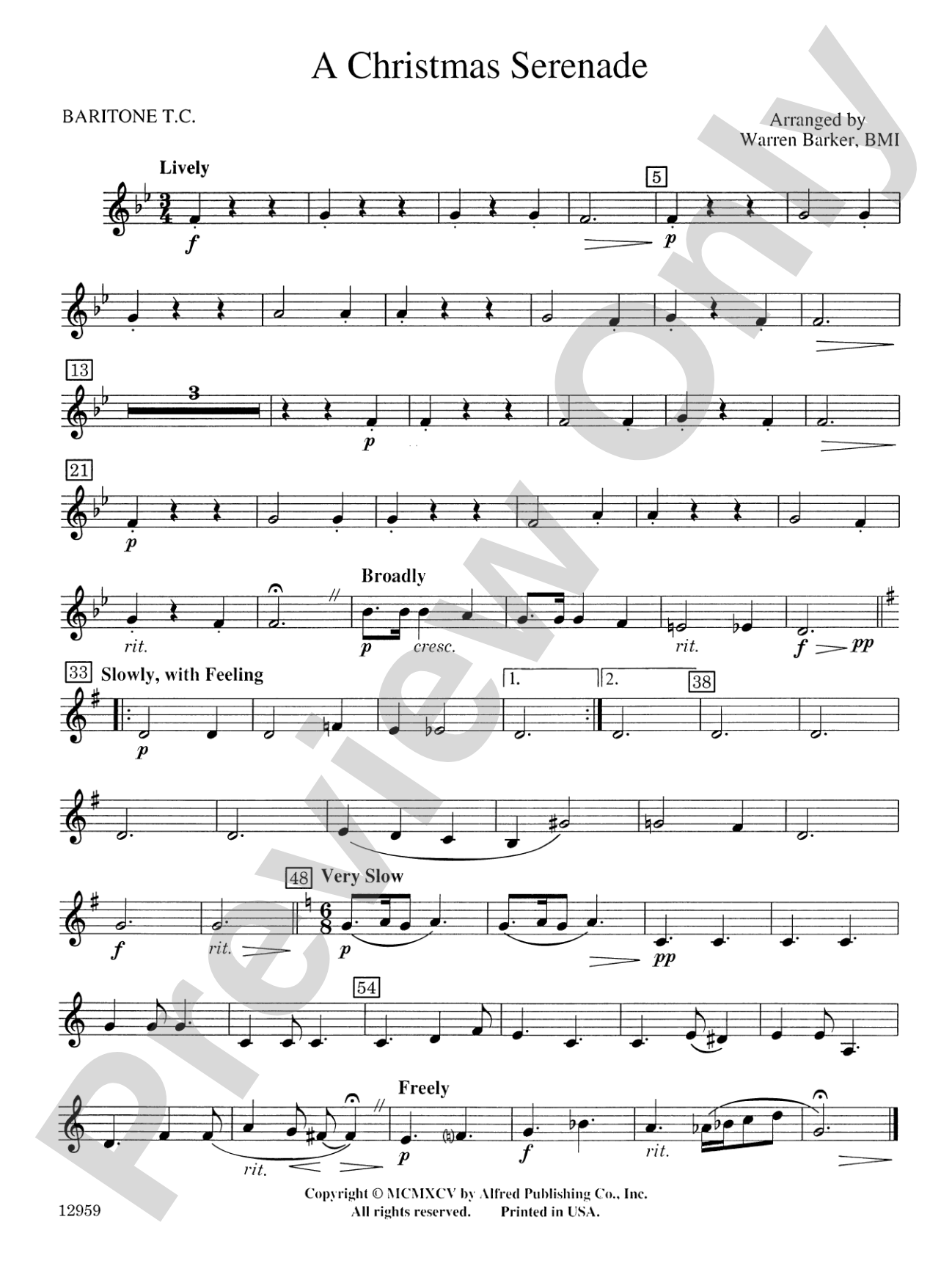 A Christmas Serenade (with optional chorus): Baritone T.C.