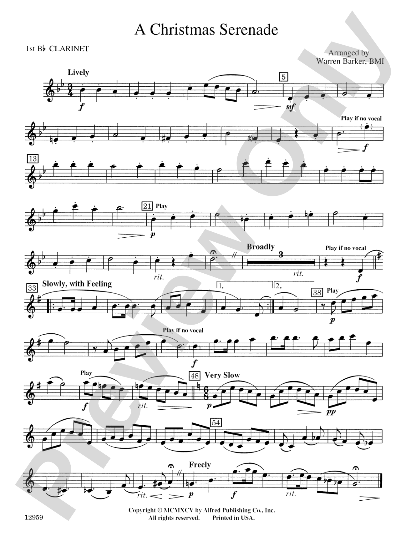 A Christmas Serenade (with optional chorus): 1st B-flat Clarinet