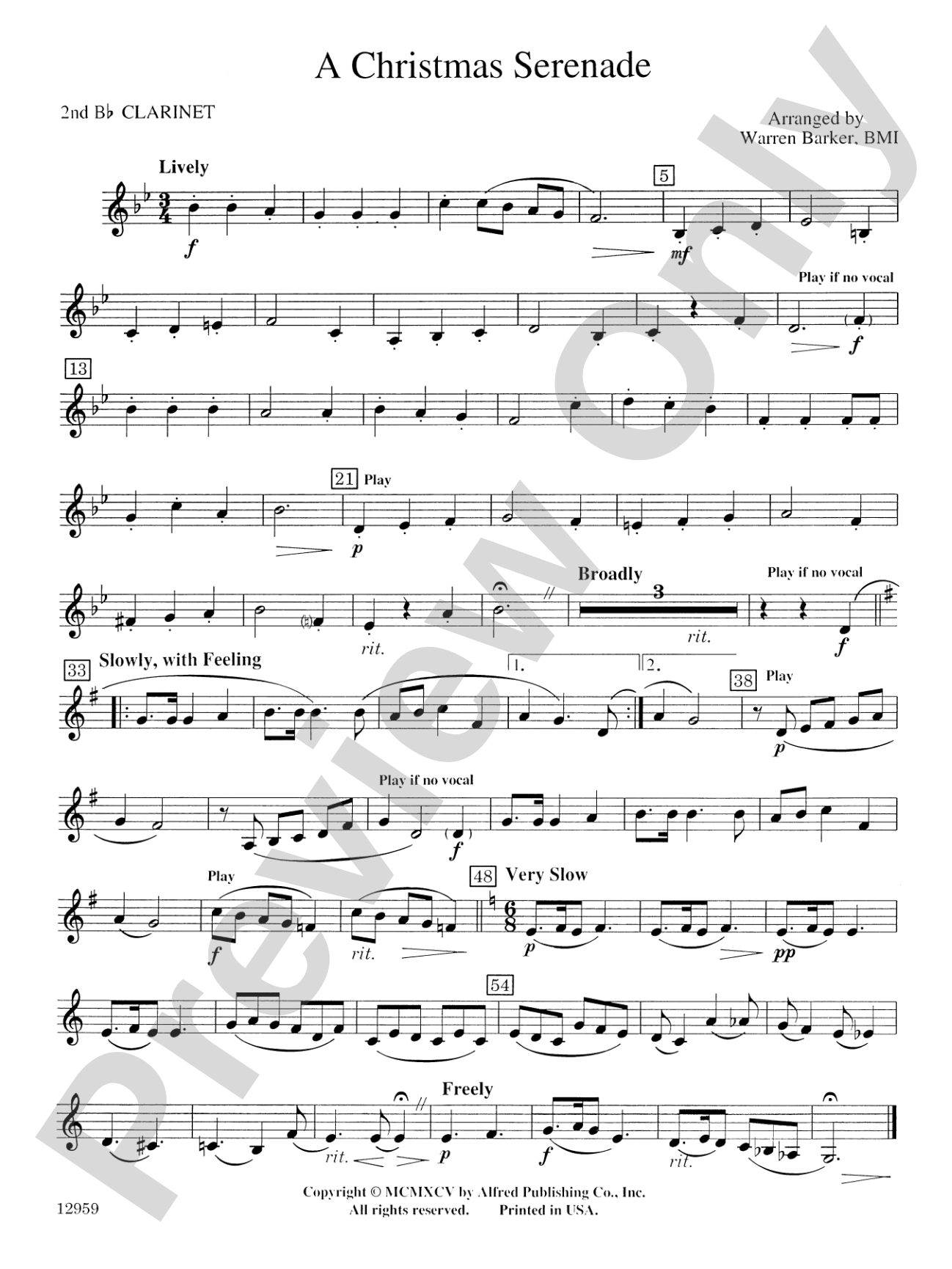 A Christmas Serenade (with optional chorus): 2nd B-flat Clarinet