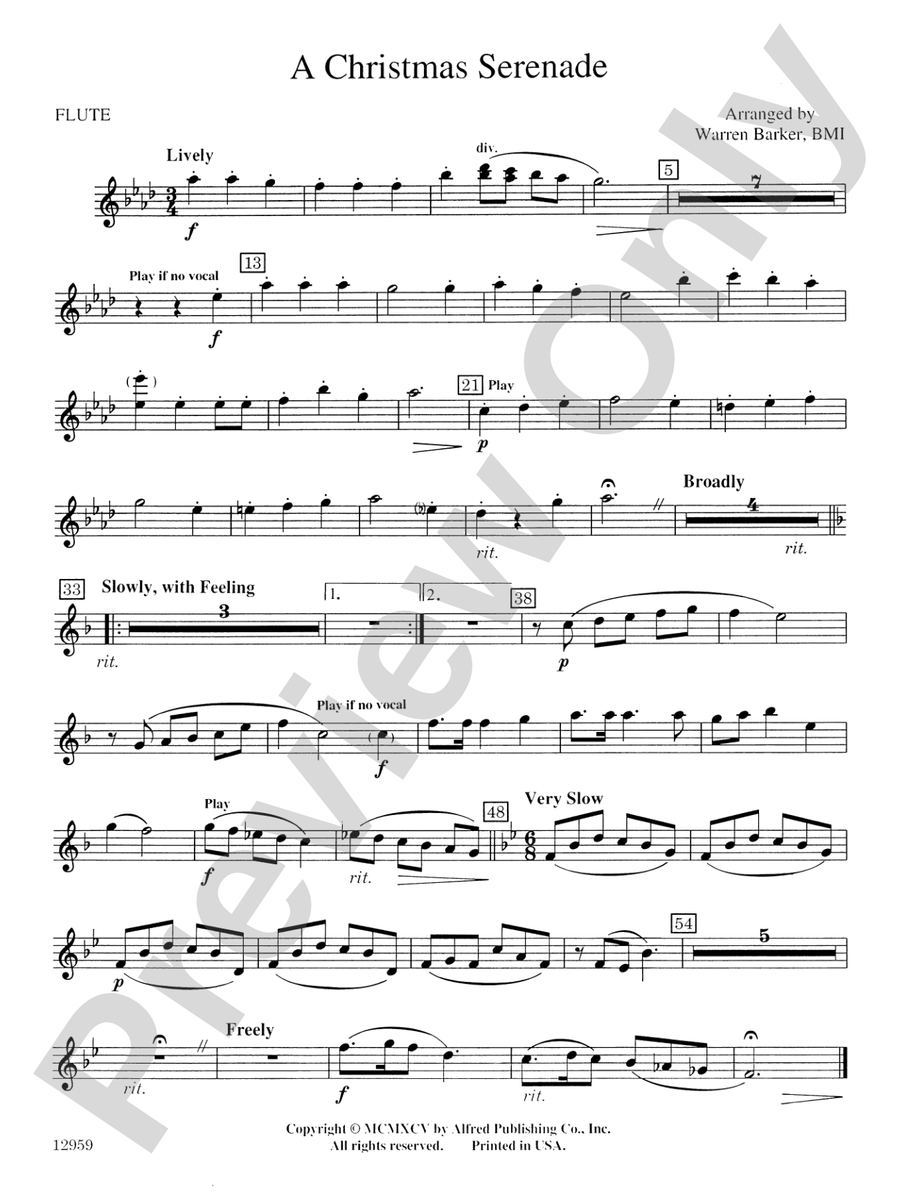 A Christmas Serenade (with optional chorus): Flute