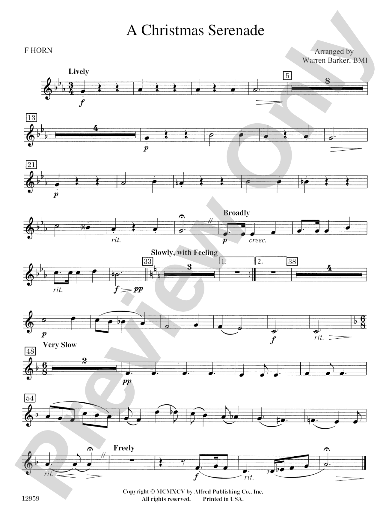 A Christmas Serenade (with optional chorus): 1st F Horn