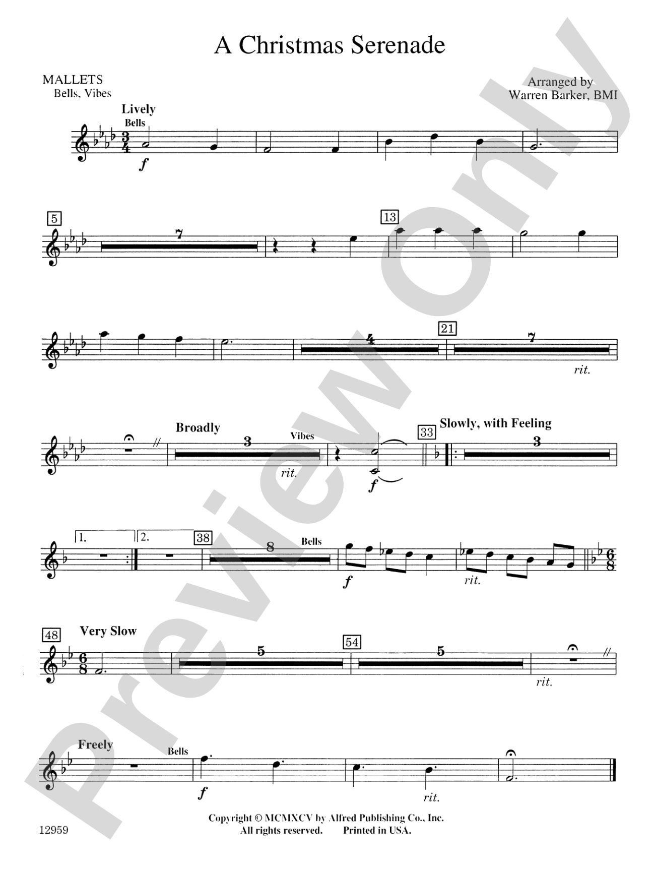 A Christmas Serenade (with optional chorus): Mallets