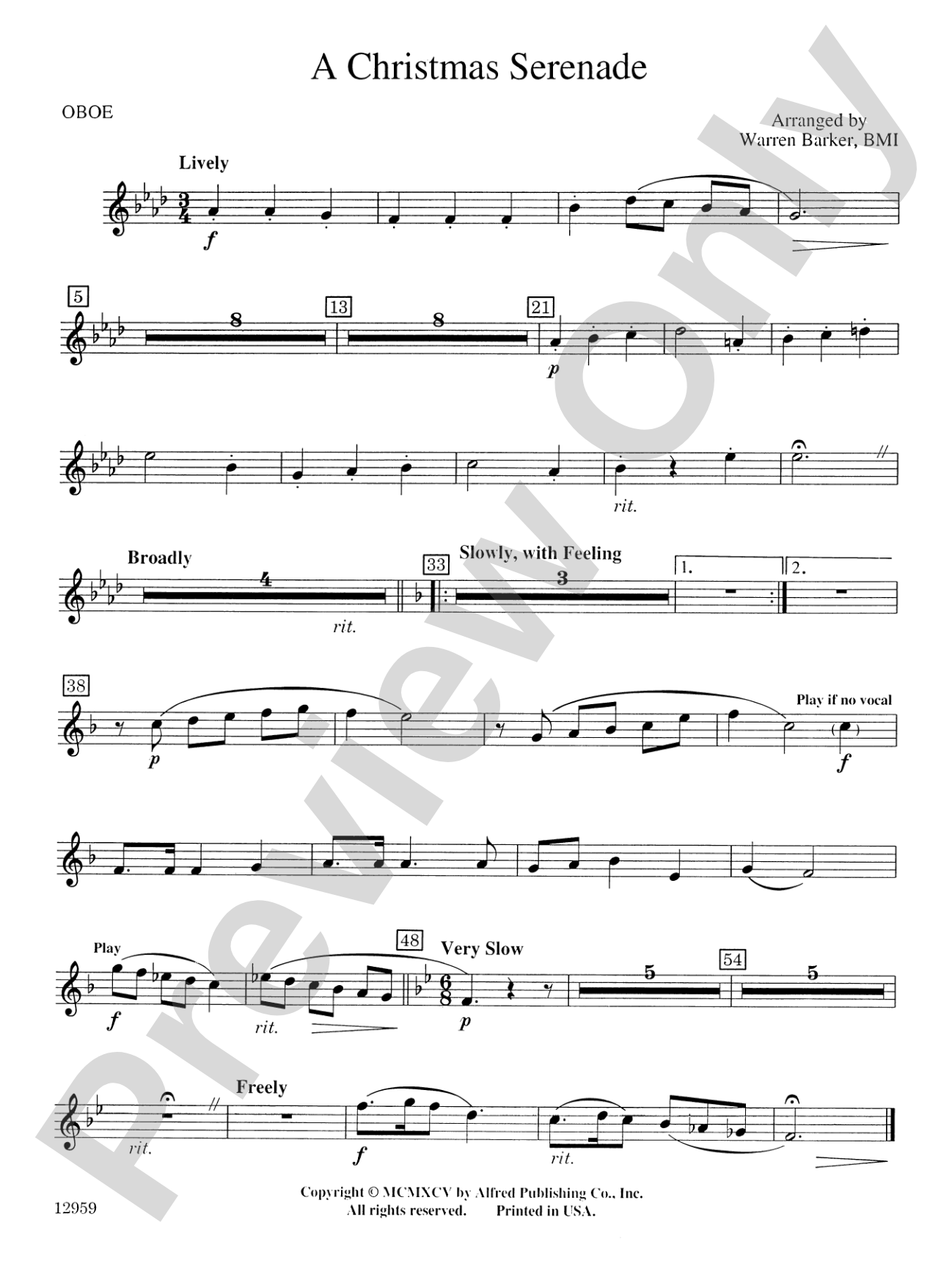 A Christmas Serenade (with optional chorus): Oboe
