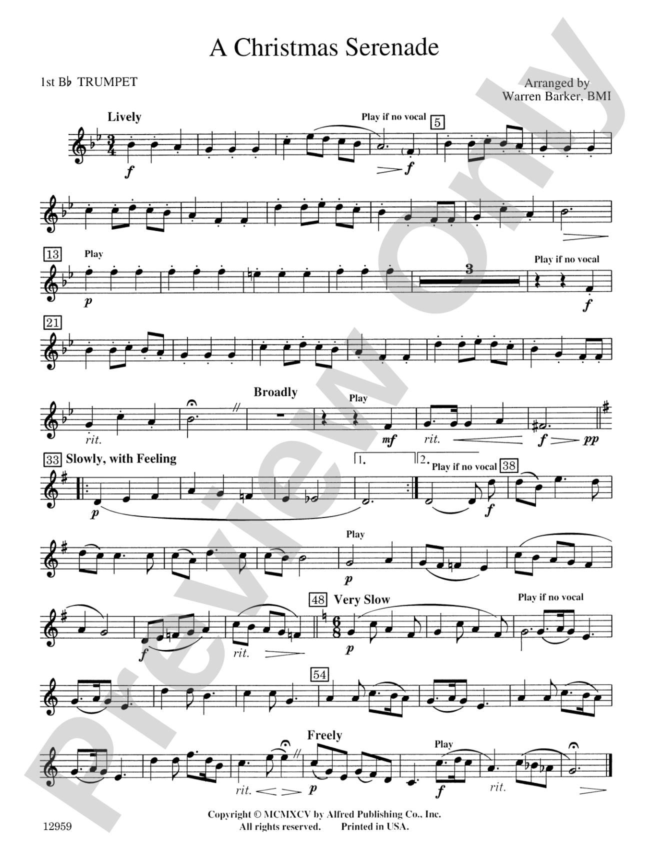 A Christmas Serenade (with optional chorus): 1st B-flat Trumpet