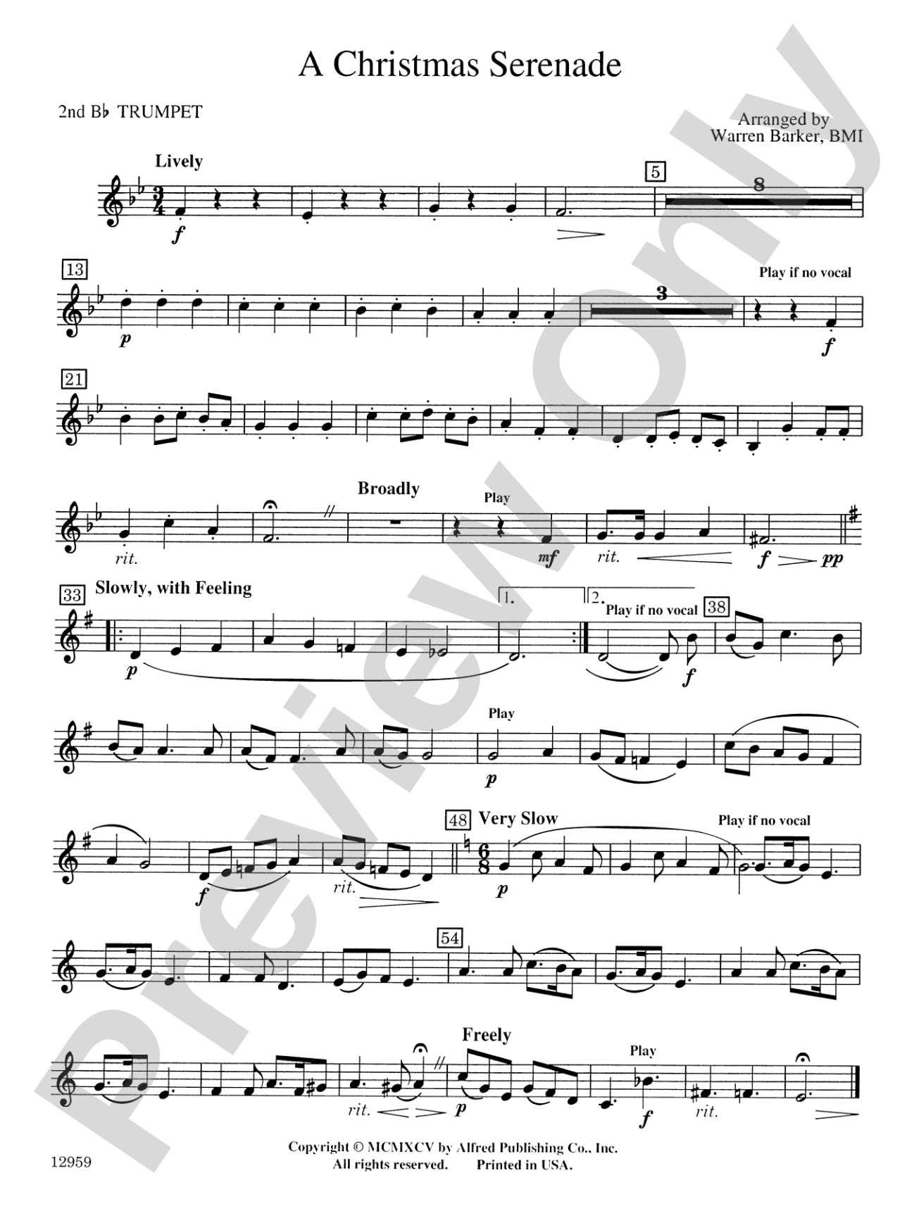 A Christmas Serenade (with optional chorus): 2nd B-flat Trumpet