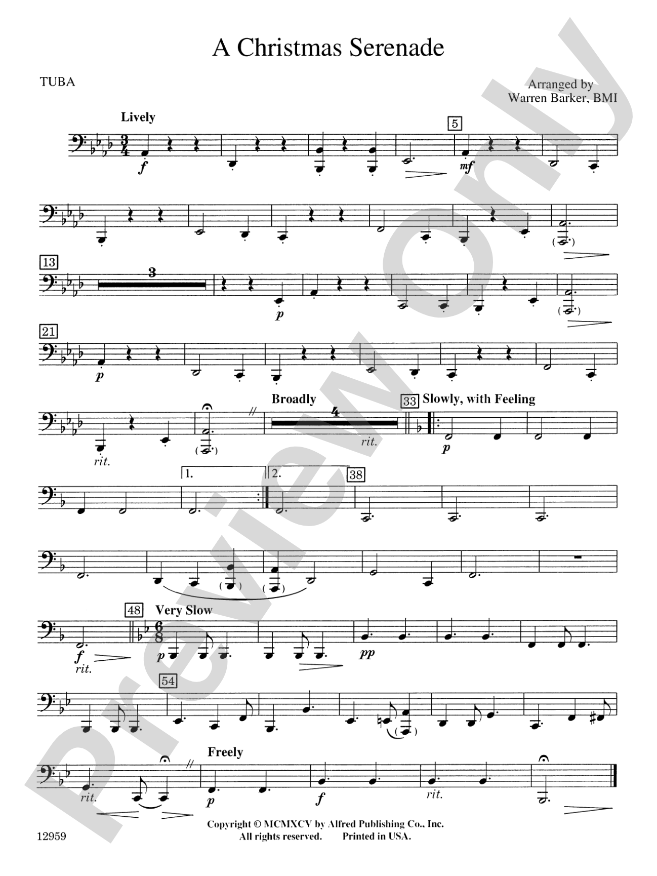 A Christmas Serenade (with optional chorus): Tuba